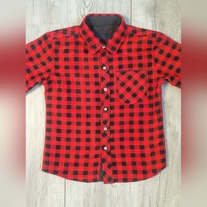 Nomad Red & Black Buffalo Plaid Button Up Shirt Little Boys Size 4-5
